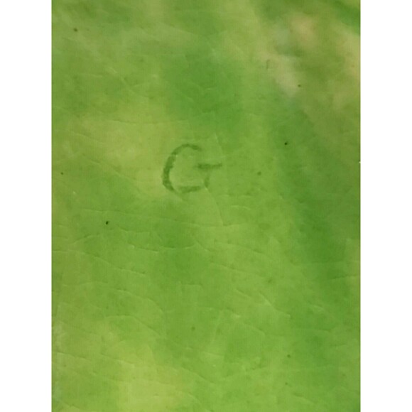 VTG Green & Gold Ceramic Shell Dish Seashell Scroll Bowl- Maker's Mark "G" MCM - Picture 8 of 12